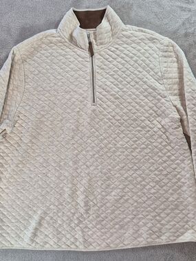 Banana Republic Quilted Half-Zip Waffle Pullover White Mens Sz XL